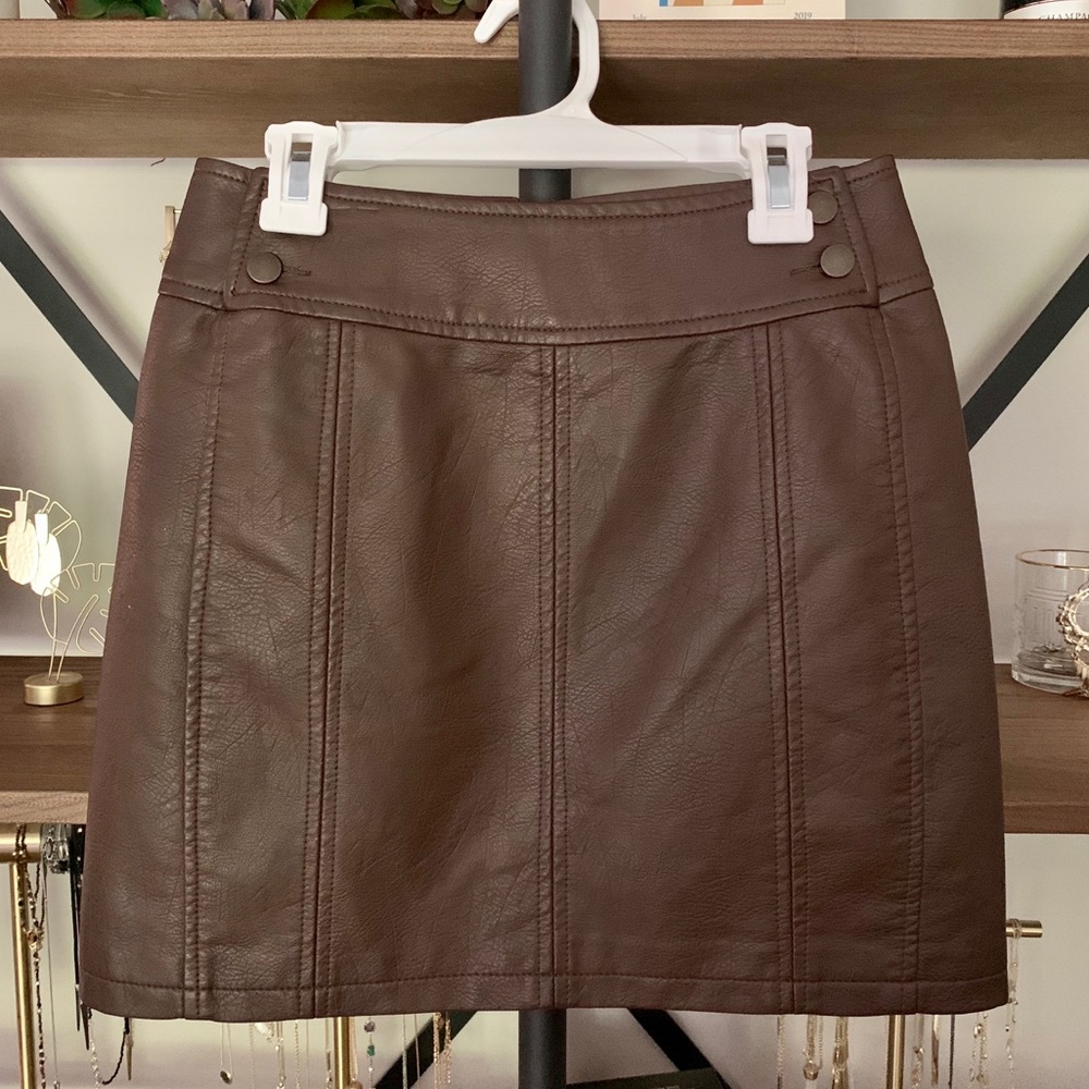 Free People | Brown Leather Skirt
